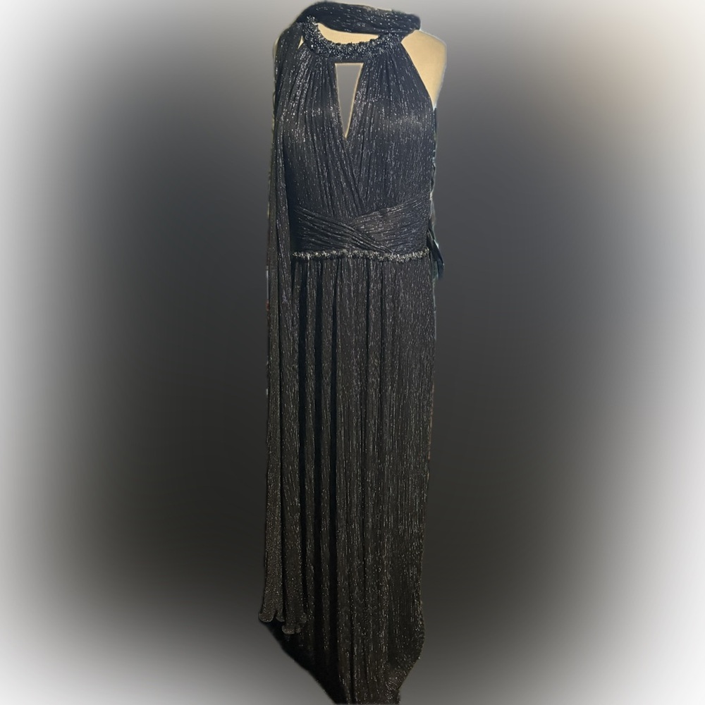 Montage by Mon Cheri Navy Shimmer Maxi Dress